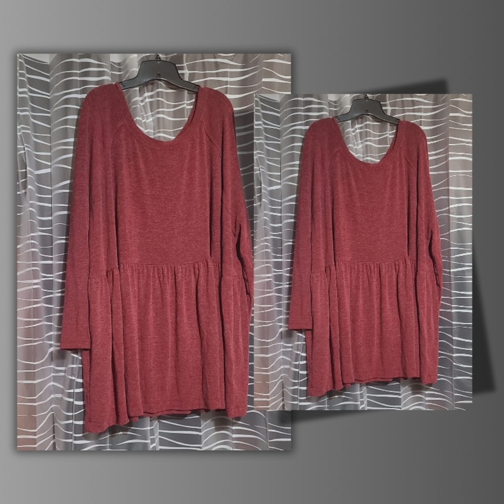 Elegant Burgundy Long Sleeve Tunic